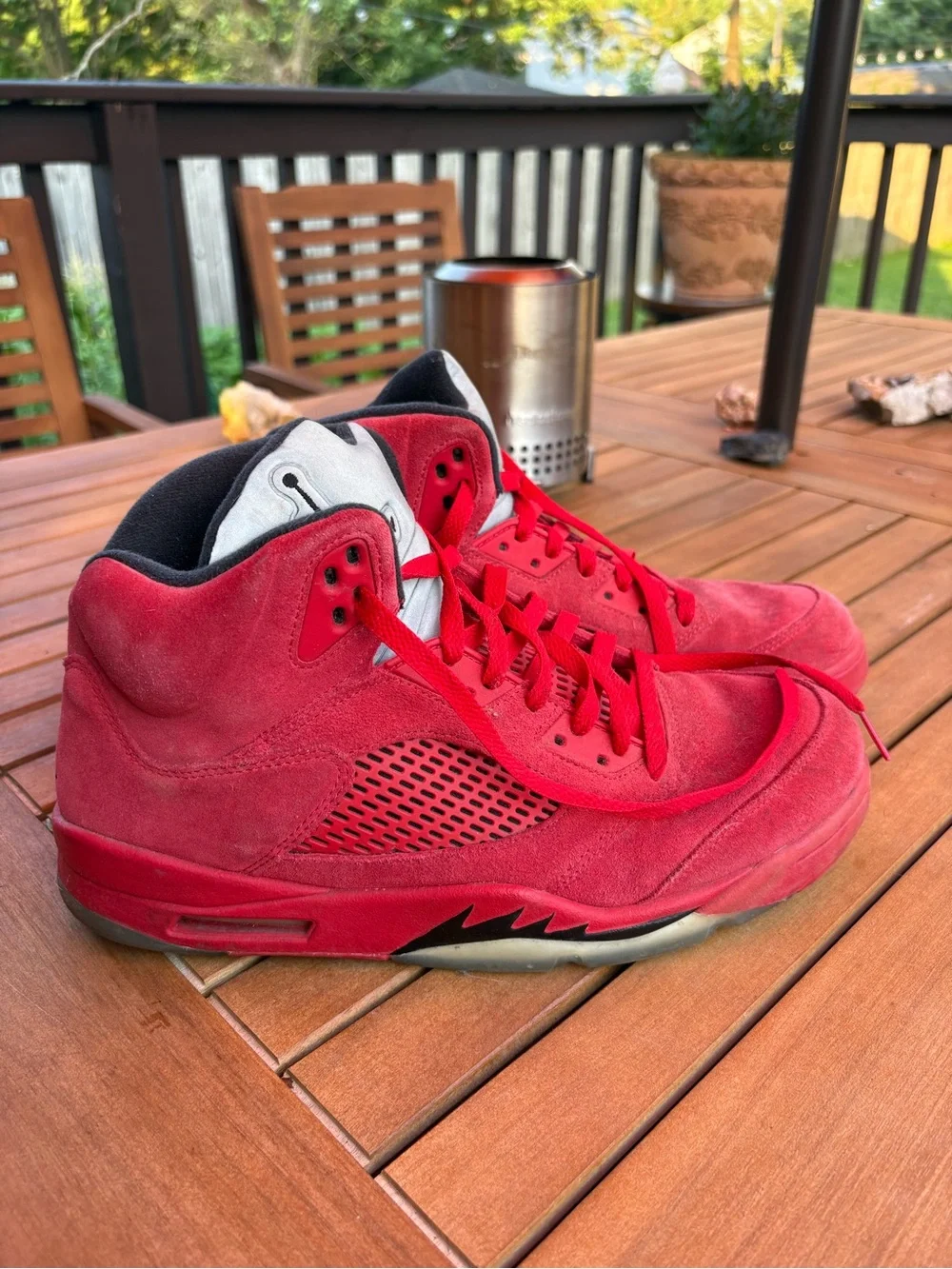 Jordan Retro 5 Full Red Suede Men’s Athletic Shoes